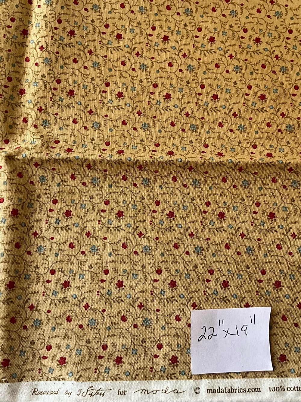 Quilting Sewing Material Marcus Fabric #3334 Moda Fabrics #44188 Tan Red Cotton - Picture 5 of 8